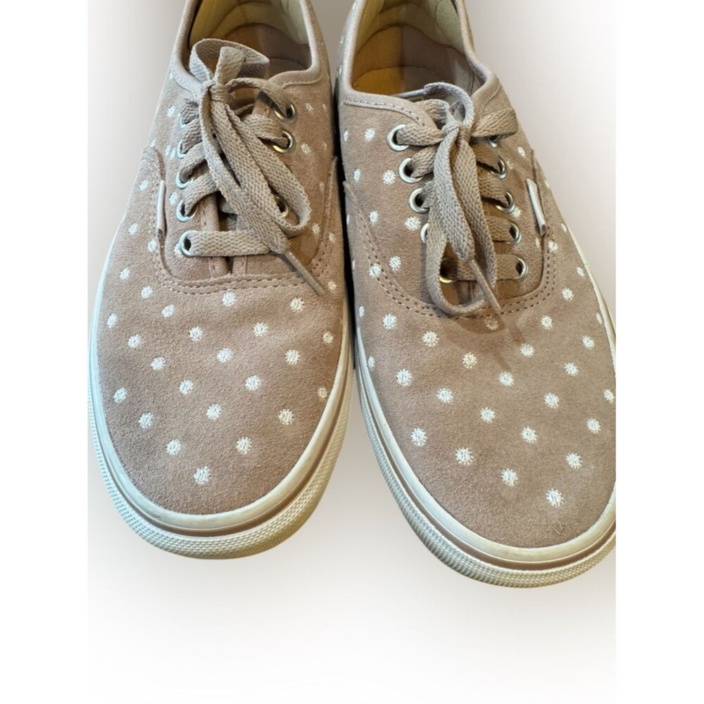 SOLD-Vans Authentic Platform 2.0 Suede Polka Dot Sneakers - Light Pink & White - Picture 8 of 14
